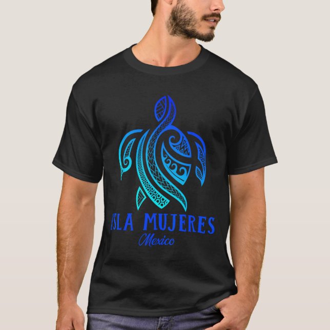 Isla Mujeres Mexico Sea Turtle Tie Dye Hibiscus Va T-Shirt (Front)