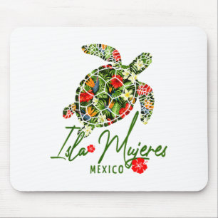 Isla Mujeres Mexico Sea Turtle Tropical Hibiscus V Mouse Mat