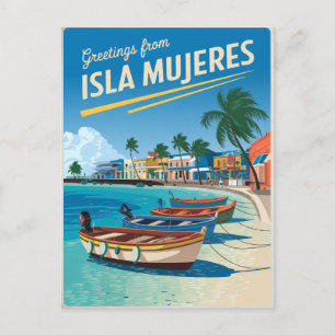 Isla Mujeres Mexico vintage Postcard