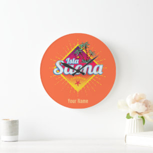 Isla Saona Caribbean Dominican Republic Retro Large Clock