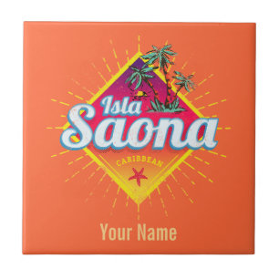 Isla Saona Caribbean Dominican Republic Retro Lugg Tile