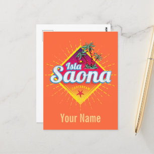 Isla Saona Caribbean Dominican Republic Retro Postcard