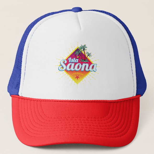 Isla Saona Caribbean Dominican Republic Retro Trucker Hat (Front)