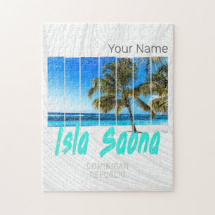 Isla Saona Dominican Republic Beach Vintage Design Jigsaw Puzzle