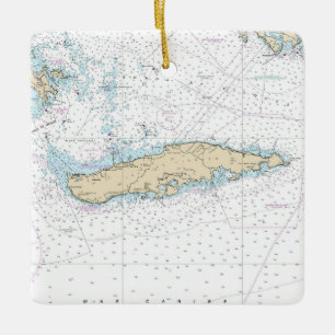 Isla Vieques Chart Ceramic Ornament