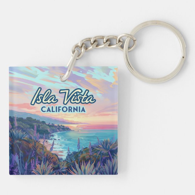 Isla Vista California Santa Barbara Goleta College Key Ring (Back)