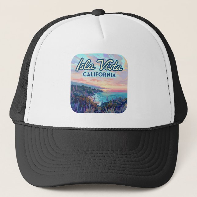 Isla Vista California Santa Barbara Goleta College Trucker Hat (Front)