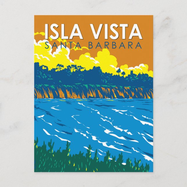 Isla Vista California Travel Art Vintage Postcard (Front)