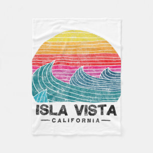 Isla Vista Surfing Waves Beach Retro California Su Fleece Blanket