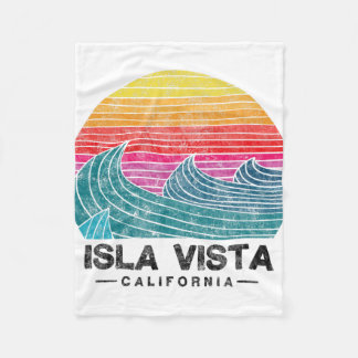 Isla Vista Surfing Waves Beach Retro California Su Fleece Blanket