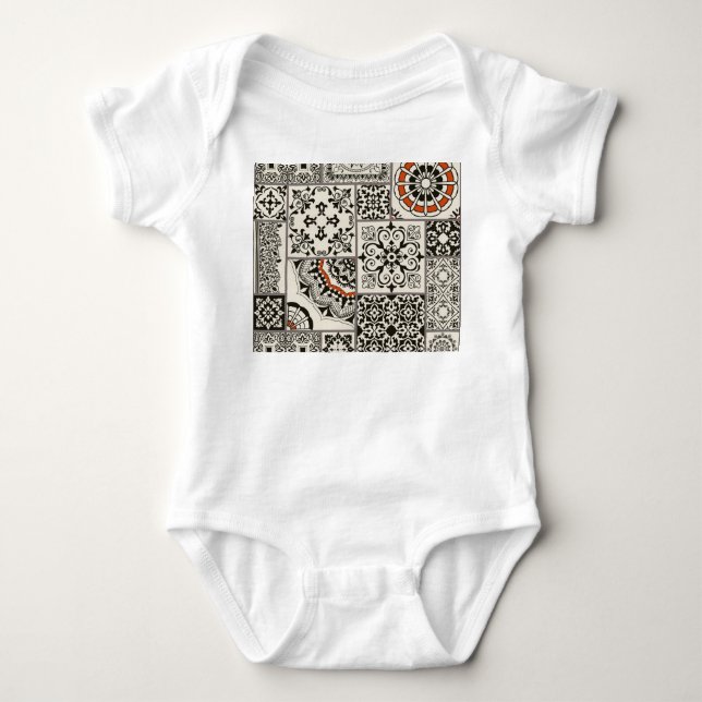 Islam Arabic Majolica Tiles Patchwork Baby Bodysuit (Front)