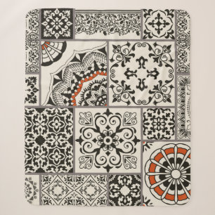 Islam Arabic Majolica Tiles Patchwork Sherpa Blanket