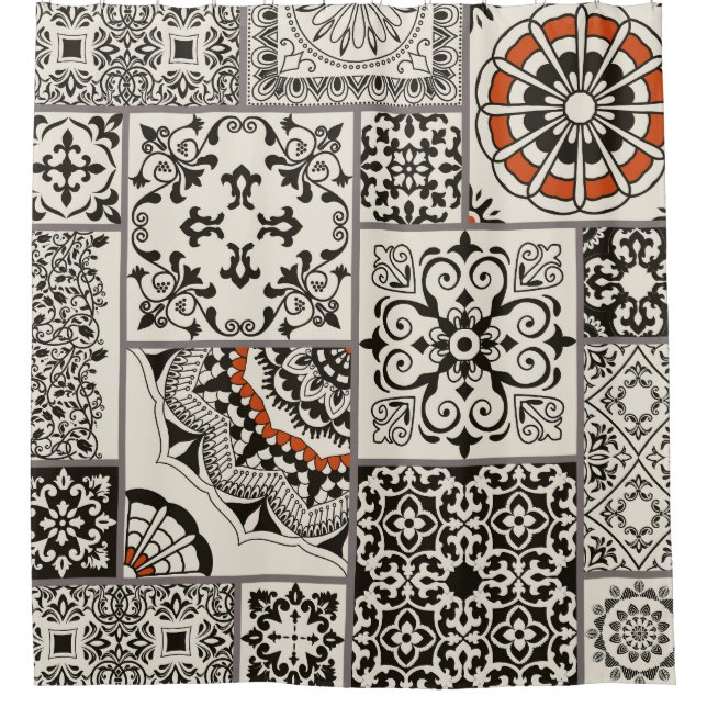 Islam Arabic Majolica Tiles Patchwork Shower Curtain (Front)