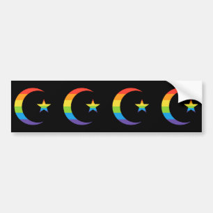 Islam Crescent & Star Muslim LGBTQ Gay Pride Flag Bumper Sticker