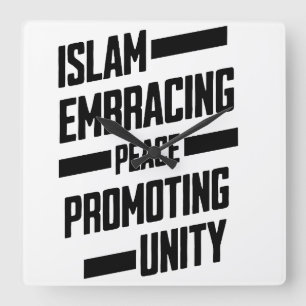 Islam Embracing Peace Promoting Unity Square Wall Clock
