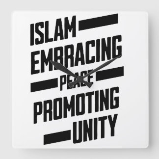 Islam Embracing Peace Promoting Unity Square Wall Clock