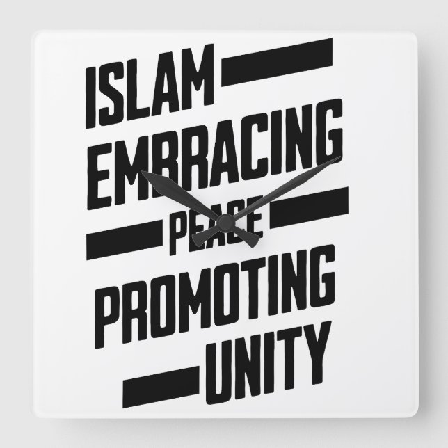 Islam Embracing Peace Promoting Unity Square Wall Clock (Front)