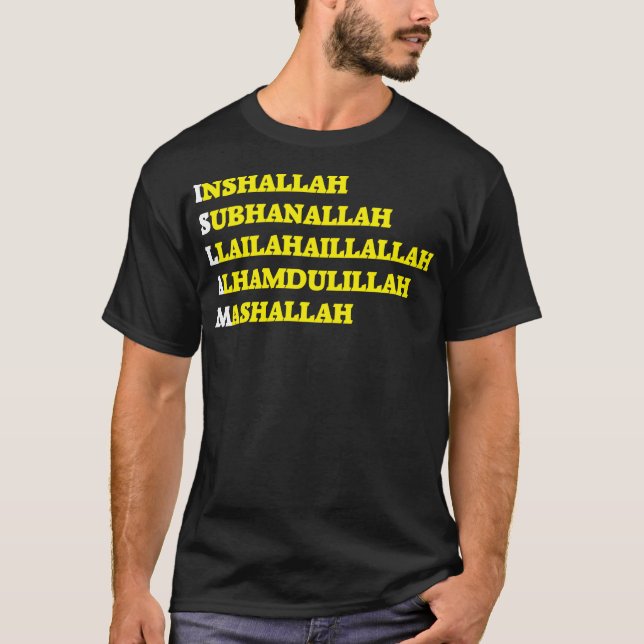 Islam God Willing Text Typography Message T-Shirt (Front)