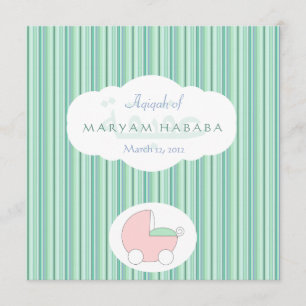 Islam Islamic baby birth Aqeeqah green lines Invitation