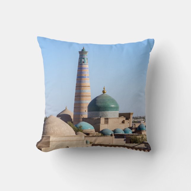 Islam Khodja Minaret & mosque - Khiva, Uzbekistan Cushion (Front)