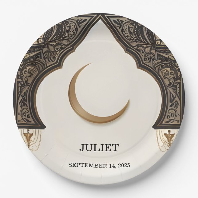 Islam Nikah Arabic Walima Muslim Bridal Shower Paper Plate (Front)