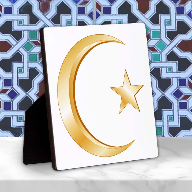 Islam Symbol Plaque (Crescent moon and star, symbol of Islam. )