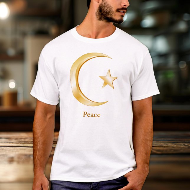Islam Symbol T-Shirt (Crescent moon and star, symbol of Islam. Customize with your text. )