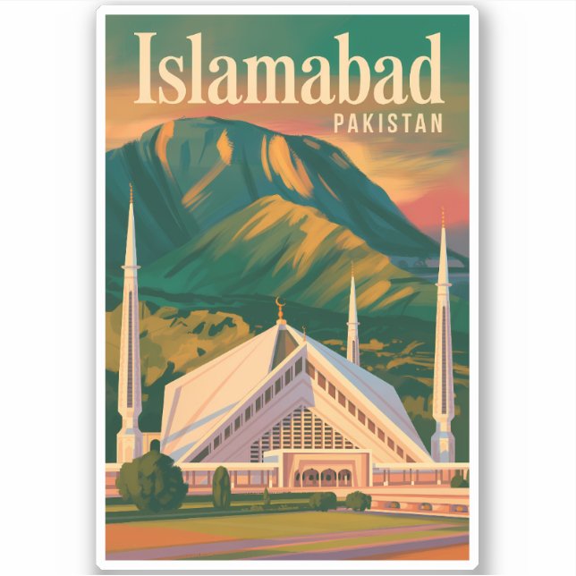 Islamabad Pakistan Faisal Mosque Illustration (Front)