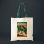 Islamabad Pakistan Faisal Mosque Illustration Tote Bag<br><div class="desc">Islamabad retro vector travel design. Islamabad is Pakistan’s modern capital,  known for its clean city layout,  lush greenery,  and scenic backdrop of the Margalla Hills. With iconic landmarks like the Faisal Mosque and peaceful parks,  it offers a calm and picturesque urban experience.</div>