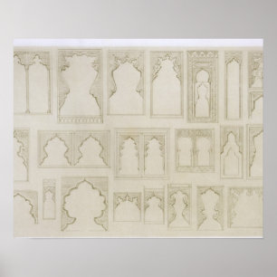 Islamic and Moorish arch designs for balconies, wi Poster