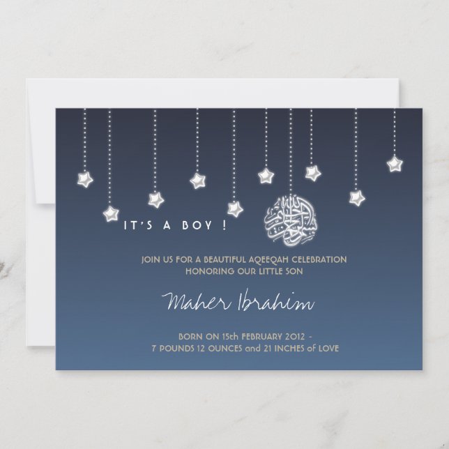 Islamic Aqiqah Aqeeqah baby night sky star Invitation (Front)