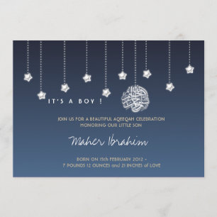 Islamic Aqiqah Aqeeqah baby night sky star Invitation