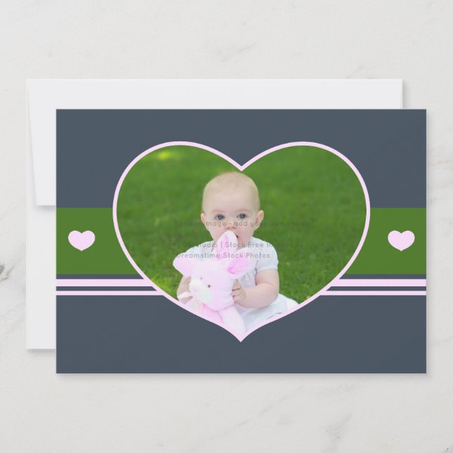 Islamic Aqiqah Aqeeqah photo baby blue heart Invitation (Front)