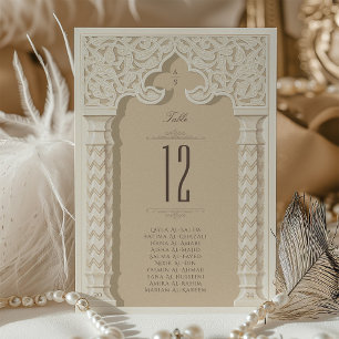 Islamic Arabesque Wedding Table Number Card