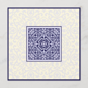 Islamic Arabic blue ornament engagement wedding Invitation