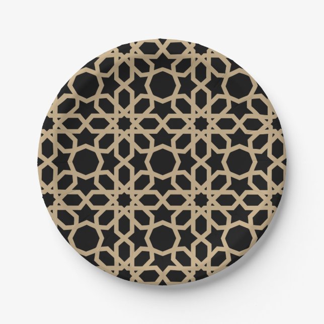 Islamic Arabic Geometric Pattern Design Abstract  Paper Plate (Front)