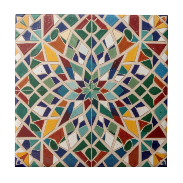 Islamic Art Moroccan Mosaic Colourful Home Decor Tile (Front)