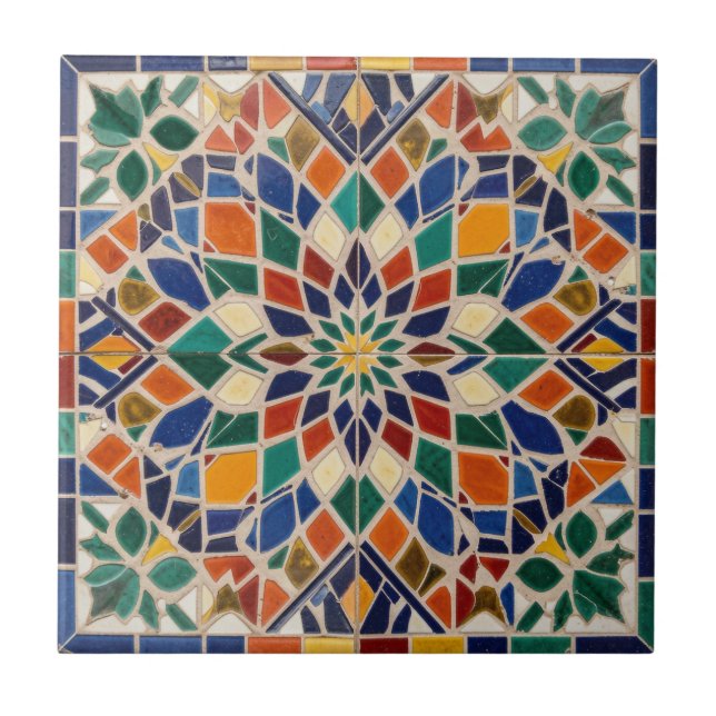 Islamic Art Moroccan Mosaic Colourful Home Decor Tile (Front)