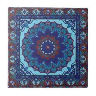 Islamic Blue And Red Pattern Ceramic Tile