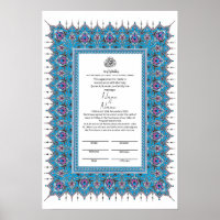 Islamic Blue border patterns Nikkah certificate