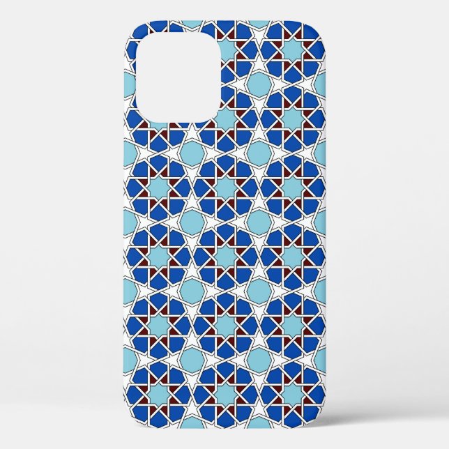 Islamic Blue White Moroccan Geometric Pattern Case-Mate iPhone Case (Back)