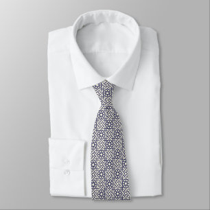 Islamic Blue White Moroccan Geometric Pattern Tie