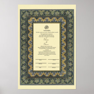 Islamic border Nikkah certificate Poster