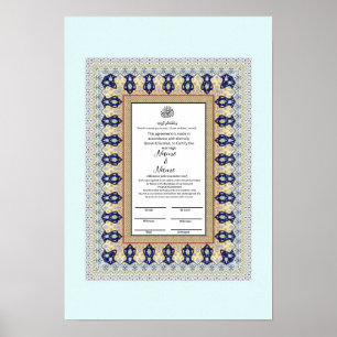 Islamic border patterns Nikkah certificate  Poster