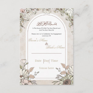 Islamic Botanical Engagement Ceremony Invitation