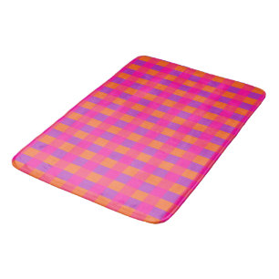 Islamic Collection, Pink Orange Purple Check Bath Mat