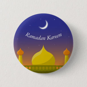 Islamic Crescent Ramadan Kareem Typographic Art 6 Cm Round Badge