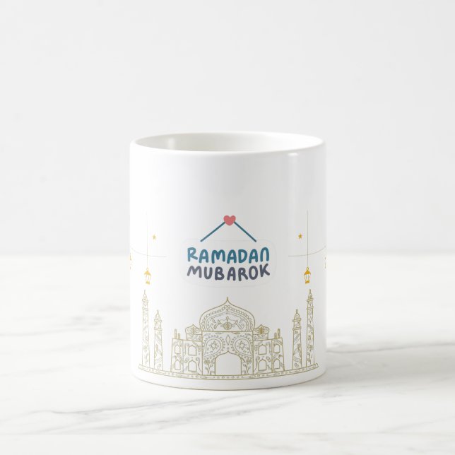 Islamic Crescent Ramadan Kareem Typographic Art Coffee Mug (Center)