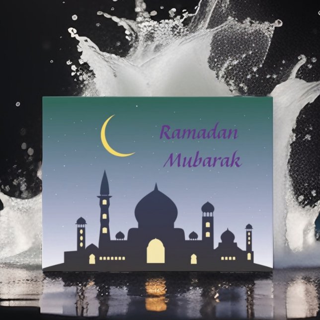 Islamic Crescent Ramadan Kareem Typographic Art Postcard (Creator Uploaded)