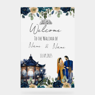 Islamic floral acrylic walima sign